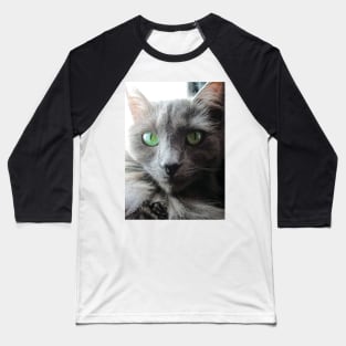Stunning green eyed grey cat Baseball T-Shirt